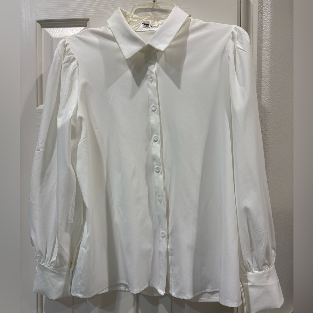 Elegant White Button-Up Blouse